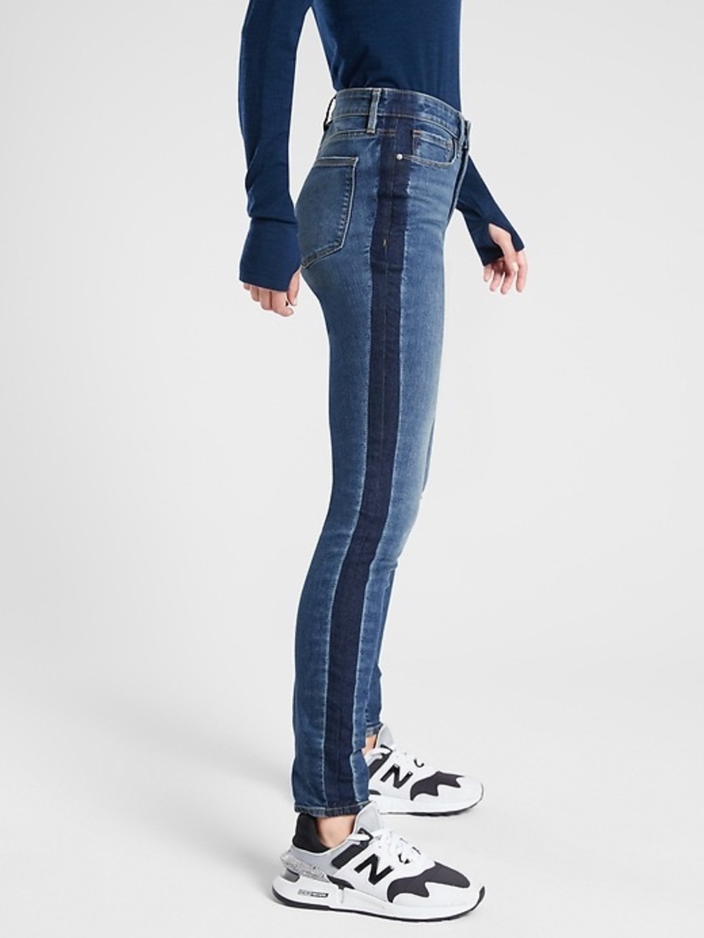 Athleta Sculptek Ultra Skinny Indigo Tuxedo Blue Jean size 0P